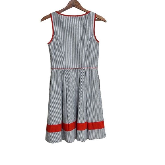Jessica Simpson Striped Seersucker Sleeveless A Line Dress Gray White Red Size 2 - Picture 8 of 8